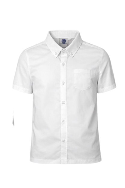 Short Sleeve Button Up Oxford Shirt in White