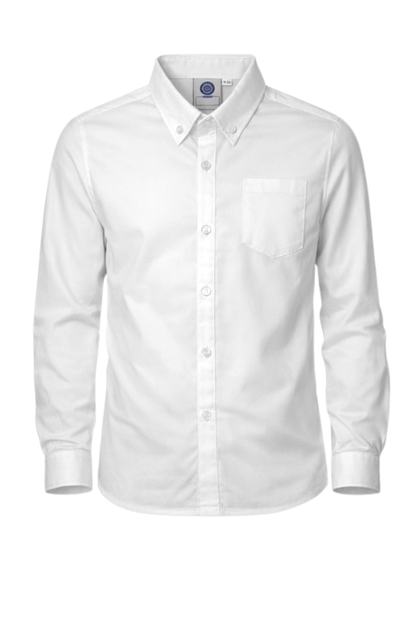 Long Sleeve Button Up Oxford Shirt in White