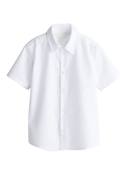 Short Sleeve Button Up Oxford Shirt in White