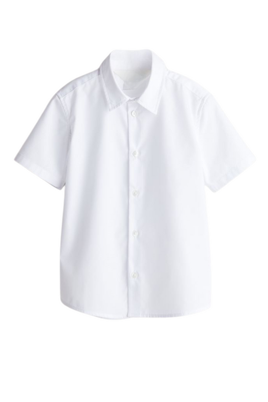 Short Sleeve Button Up Oxford Shirt in White