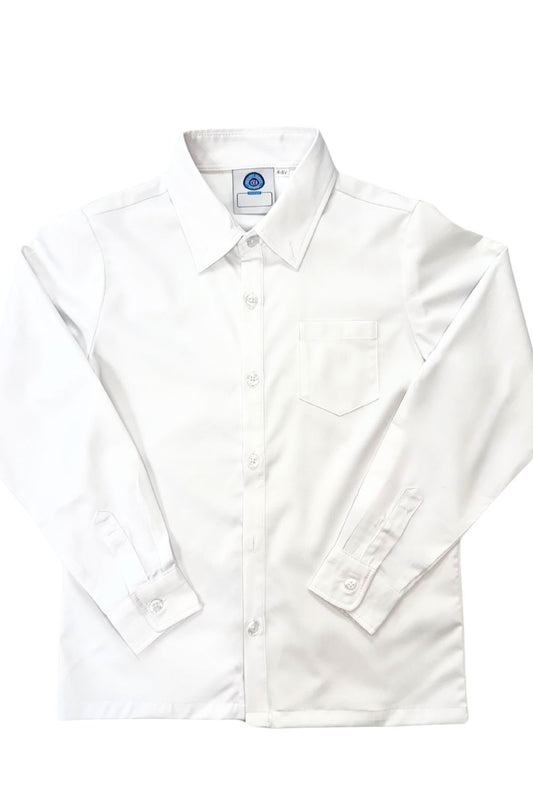 Long Sleeve Button Up Oxford Shirt in White